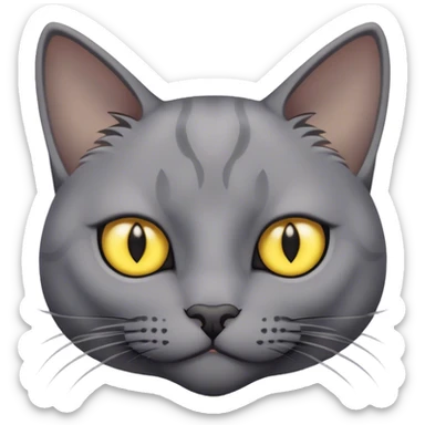 Gray cat with yellow eyes and black pupils sticker