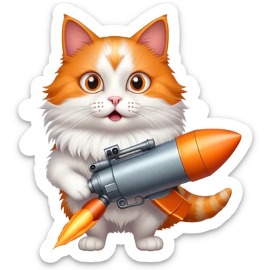 A cat with a rocket laucher looking crazy
 sticker