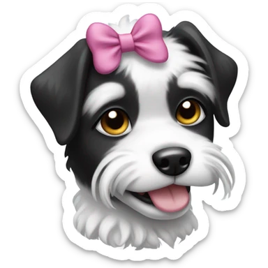 Black and white dog with hairbow sticker
