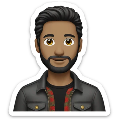 guy with white skin gucci shirt and black mid-length hair with lined beard  sticker