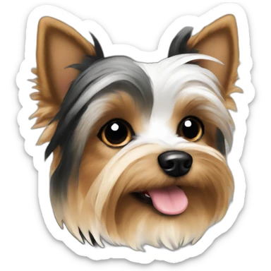 yorkie parti white black tan sticker