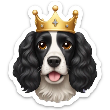 Black cocker spaniel with a crown on its head  sticker