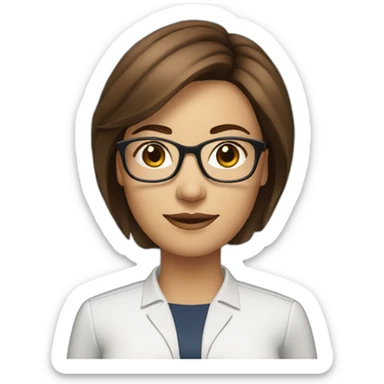 business women working at document short brown hair with glasses no tie sticker