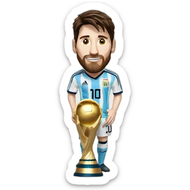 Lionel Messi with world cup trophy sticker