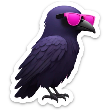Raven with pink sunglasses sticker