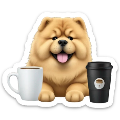 chow chow with travel mug coffee sticker
