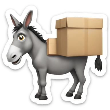 A donkey delivering a parcel  sticker