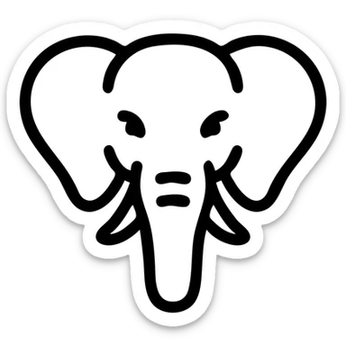 elephant head facing forward, simple icon style, clean lines, minimal details sticker