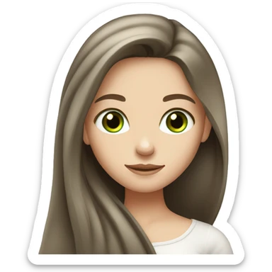 Brunette girl with long hair, white skin, Europe race,green eyes sticker