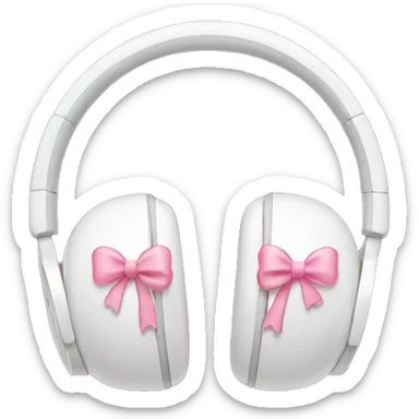 White apple headphones with light pink bows  sticker
