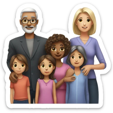 father, mother, tw elder daughters and one youngr boy sticker