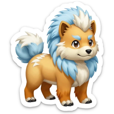 White snowy furry bushy frosty coy glacial icy Growlithe-Aracanine-Ponyta-Entei-fusion (full body) sticker