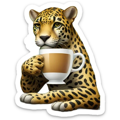 Jaguar onntje jungle take a cup of coffe sticker