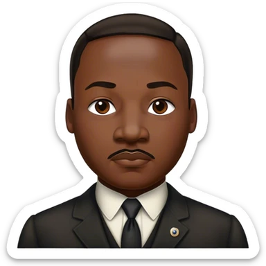 Cinematic Realistic Martin Luther King Jr. Portrait Emoji, depicted as a compassionate determined civil rights leader in period attire with a powerful gaze, rendered with rich textures and inspiring dynamic lighting that captures his historic legacy. sticker