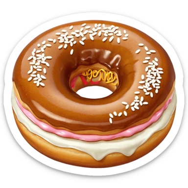 a slovenian traditional donut krof  - a bun with some white sprinkles on top, no hole sticker