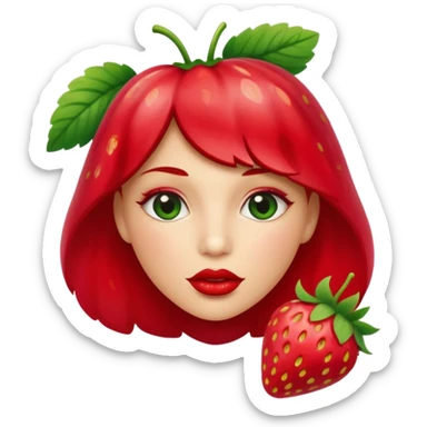 . subject. less details. lips with pattern of strawberry with leaf on top  sticker