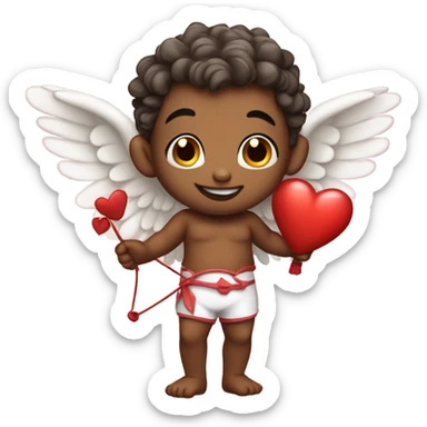 Realistic Cupid holding his heart bow sticker