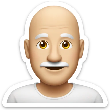 a bald fat friendly man no spectacles and no facial hair who is welcoming in his mid 50s for a travel tour guide company logo sticker