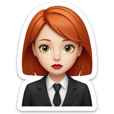 red haired girl, with thick lips, big eyes and she looks like an attorney sticker