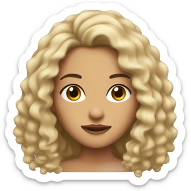 Head, Tan skin woman, very long thick curly black hair , dark eyes sticker