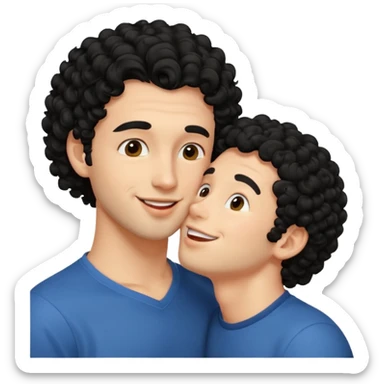 a handsome man with black curly hair tries to kiss sticker