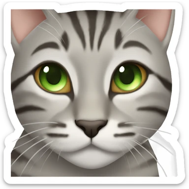 Light grey brown tabby cat with green eyes boxing  sticker