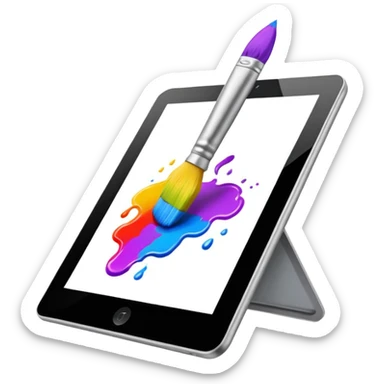 paintbrush drawing on a tablet screen sticker