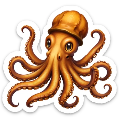 fried cooked octopus tentacles without head sticker