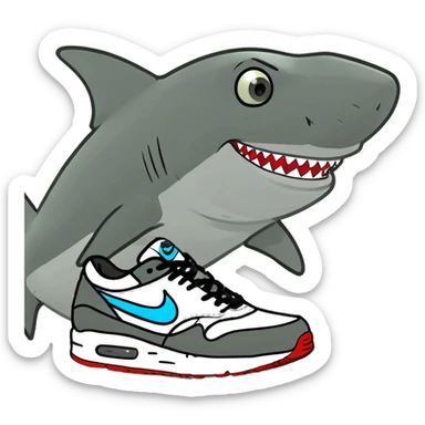 Create a shark with Nike shoes on your feet. sticker