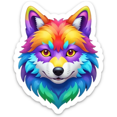 rainbow colored wolf sticker