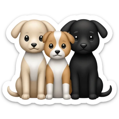 3 cagnolini seduti  in bianco e nero con vestitini in maglia sticker