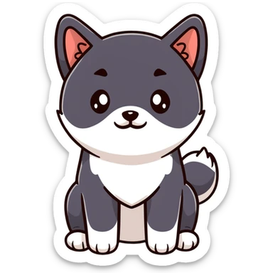adorable black Shiba Inu puppy with big eyes sticker