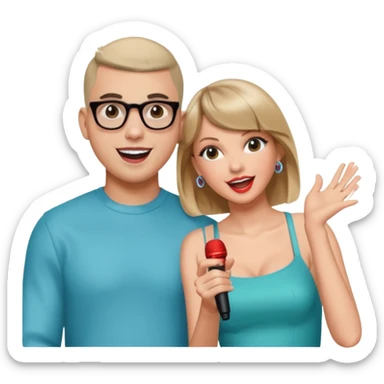 bad bunny, taylor swift singing together sticker