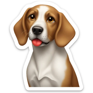 A dog with a red kiss mark on its forehead sticker