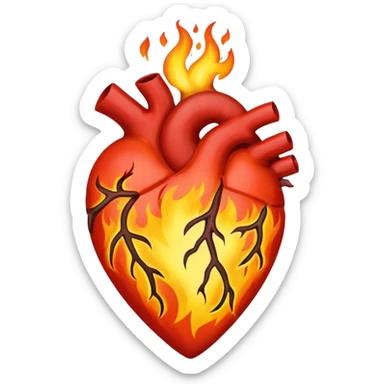 Anatomy correct heart on fire sticker