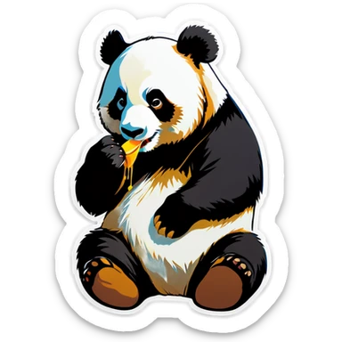 Panda eating  sticker