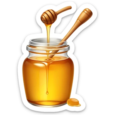 jar of golden honey with a dipper sticker