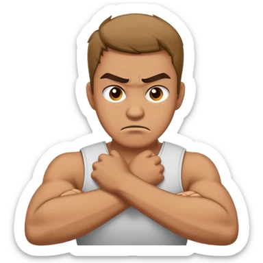 Guy crossed arms holding his neck angry  sticker