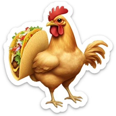 Chicken riding eating a taco sticker