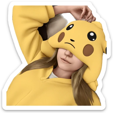 sleeping girl with pikachu sticker