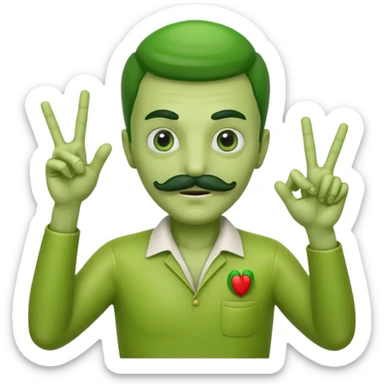 Alien with moustache doing Italian hand signs sticker