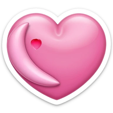 Pink crescent moon heart sticker