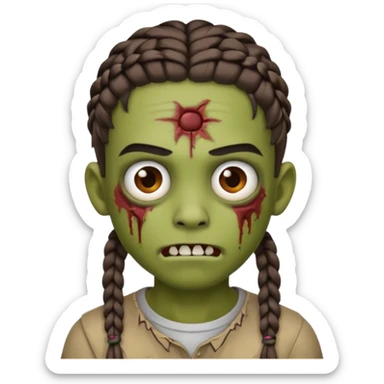 can you make an boy zombie emoji with small stitch braids and a eyebrow piercing on his right eyebrow and a diagonal eyebrow piercing on his left eyebrow sticker