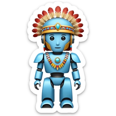Full Robotic figure wearing native American regalia sticker