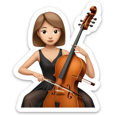 asian woman playing cello sticker