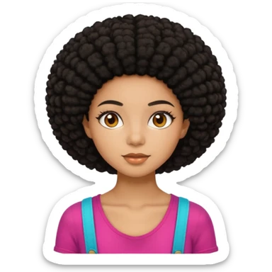 Mixed race emoji girl with brown eyes and black afro hair wearing summer clothes  sticker