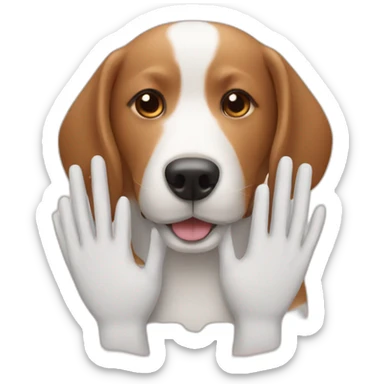 dog head massage with human hands sticker