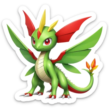 Cute Cool Edgy Shiny Futuristic Ethereal Legendary Kartana-Digimon-Flygon-hybrid full body sticker