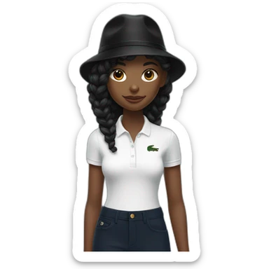 Lacoste bag black girl with black lacoste hat sticker