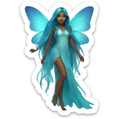 Beautiful, fairy, blue, turqoise, long hair, big wings sticker